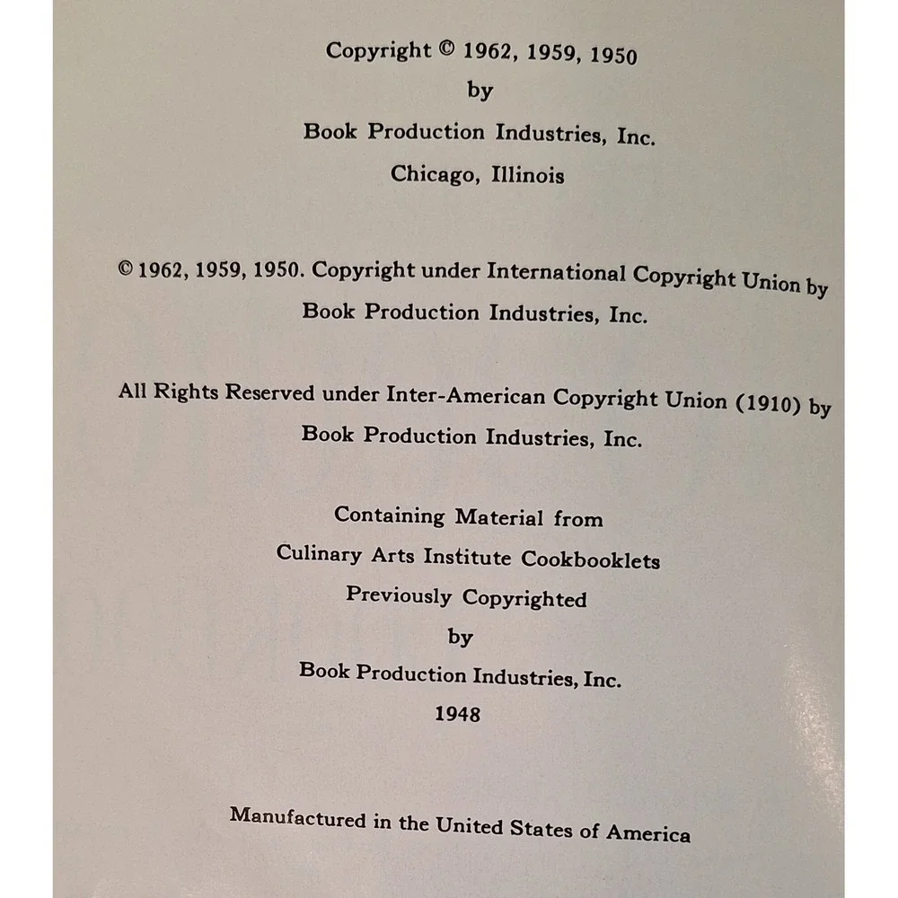 1962 culinary‎ arts institute encyclopedic cookbook